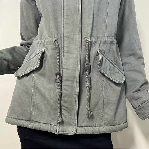 Sebby Sherpa Lined Hooded Utility Jacket Winter Coat Parka Olive Women's Medium - Picture 6 of 13